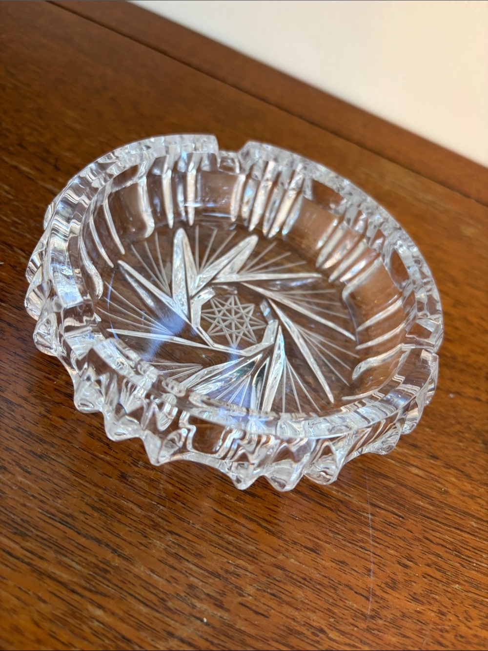 Vintage Pinwheel Cut Glass Ashtray